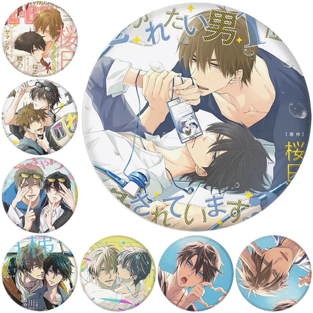 

58MM Аниме Топ Форма Серия Dakaretai Otoko 1-i Ni Odosarete Imasu Таиланд Косплей Костюмы SPTE Оловянная Булавка Значок Подвеска Опора