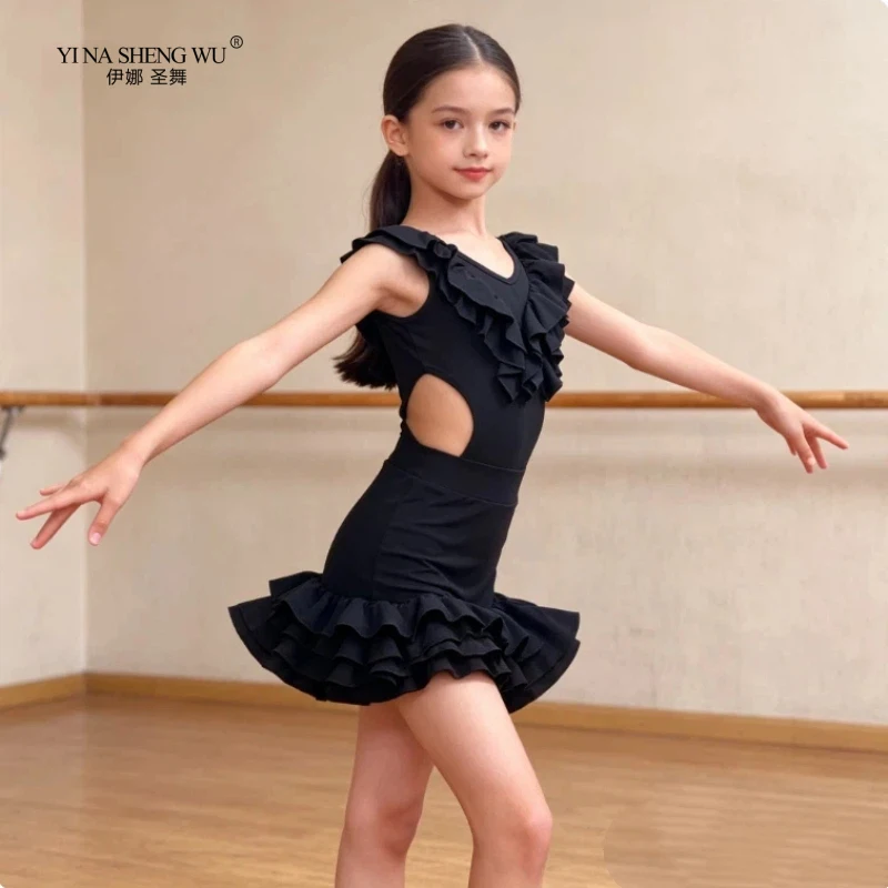 New Children's Internet Celebrity Latin Dance Costume, Practice Outfit, Girls' Advanced Training Performance Dance Practice Outf