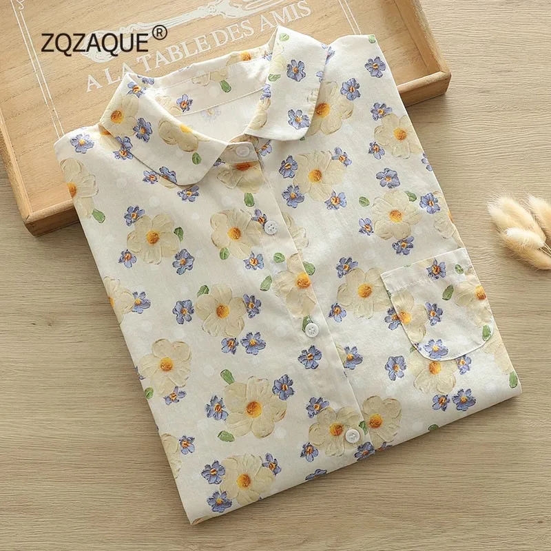 Women\'s Long Sleeve Shirt Japanese Literary Fresh Cute Loose All-match Quality Cotton Casual Shirt for Women SY2681