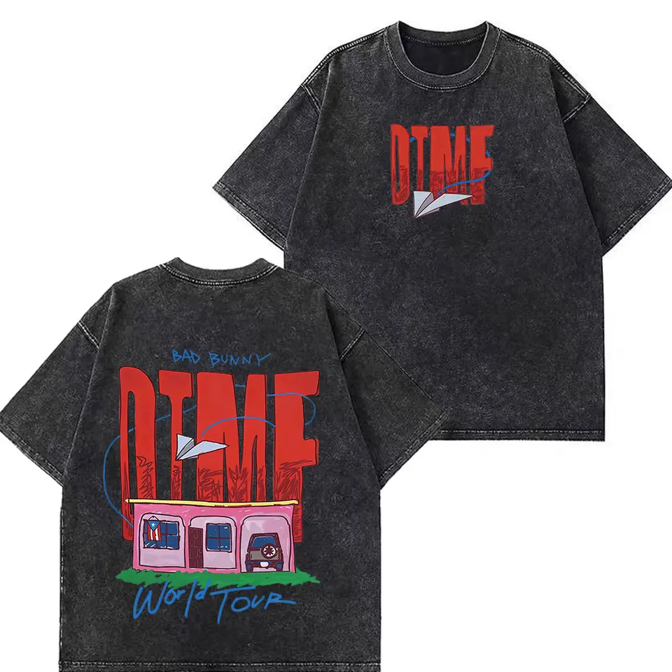 Bad Bunny Tour 2026 Black Cotton T-Shirt Men Women