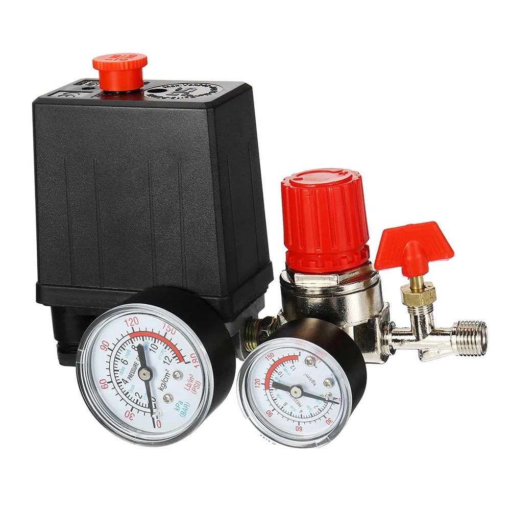 120PSI Air Compressor Pressure Switch Valve Control Manifold Regulator Gauges High Precision Voltage Regulation Sensitive