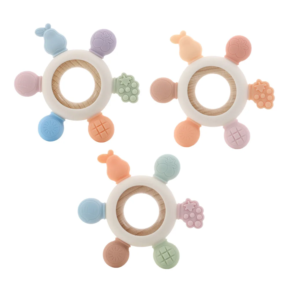 Massaggiagengive in silicone alimentare anti-ingozzamento per neonati, prodotti per la mamma e il bambino, massaggiagengive in silicone a sei dita