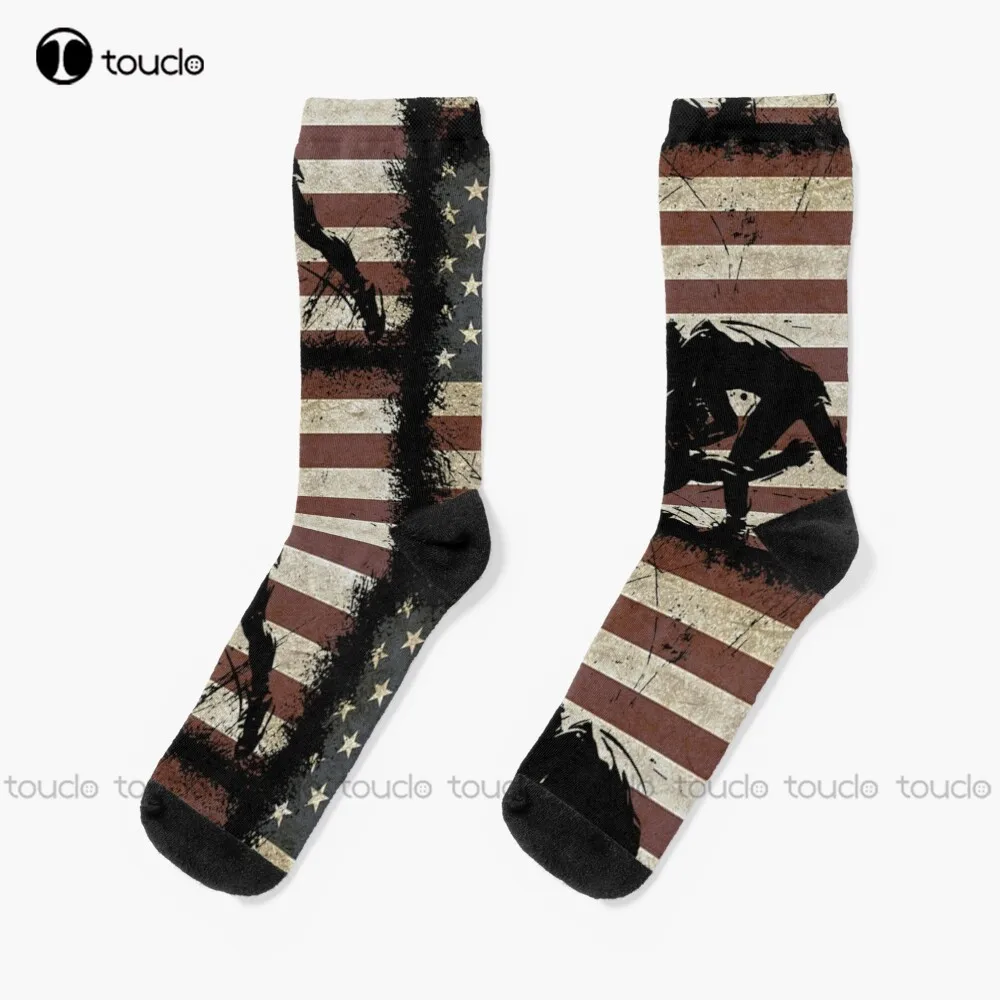 

Vintage Wrestling Wrestle American Flag Usa Distressed Gifts Socks Ankle Socks For Women Unisex Adult Teen Youth Socks