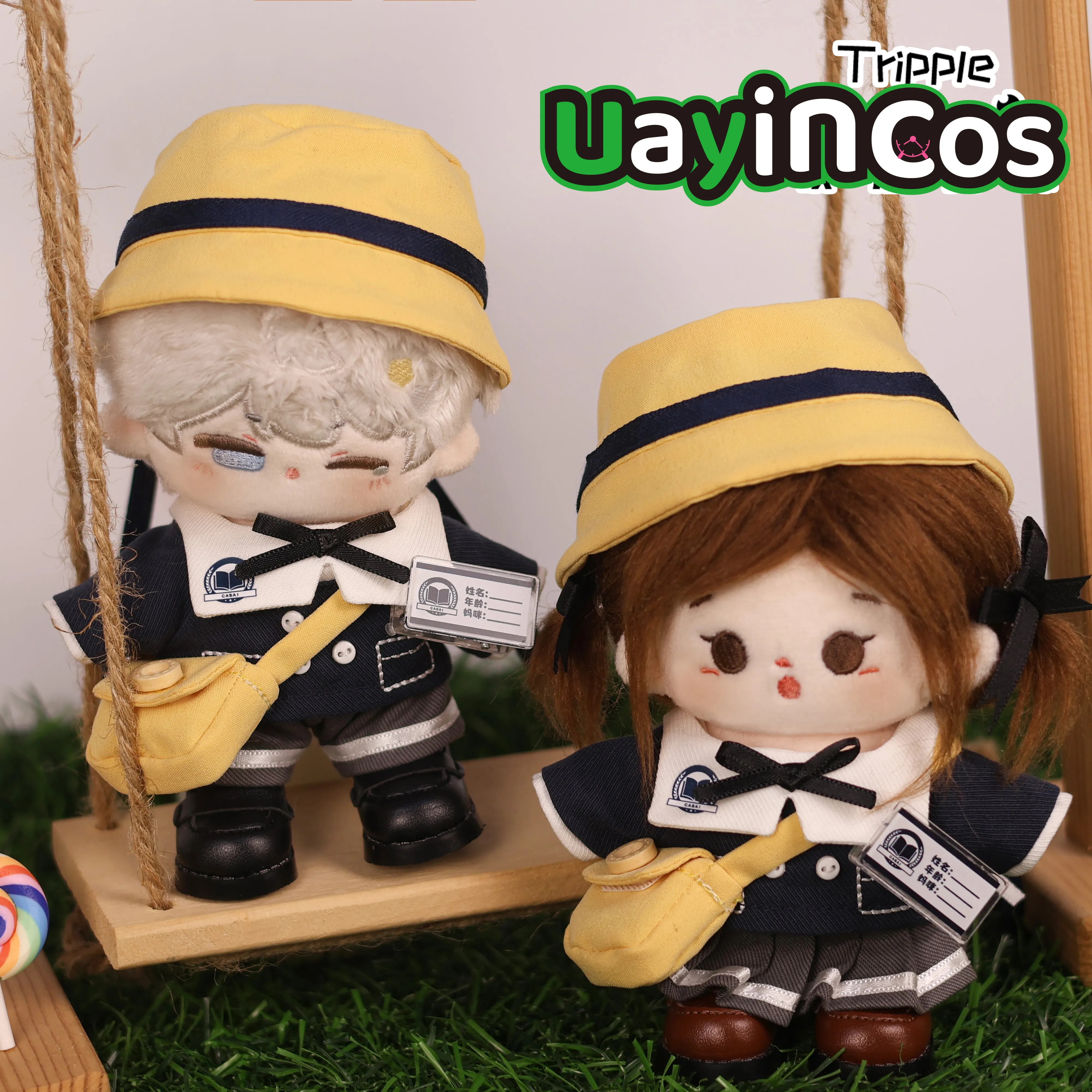 10 سنتيمتر ملابس دمى قبعة صفراء سوداء موحدة اكسسوارات حقيبة كروسبودي فستان السراويل الملابس زي دعوى أنيمي لعبة لعبة أطفال هدية