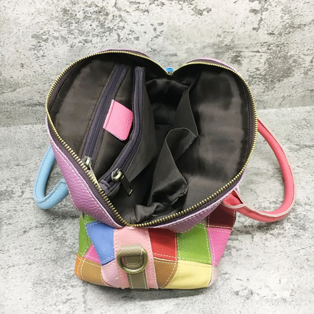 Multicolor Diamanti di Cuoio Genuino Delle Donne Della Borsa Patchwork Vintage 80s Moda In Pelle di Mucca Borsette Grande Capacità Breve Sacchetto