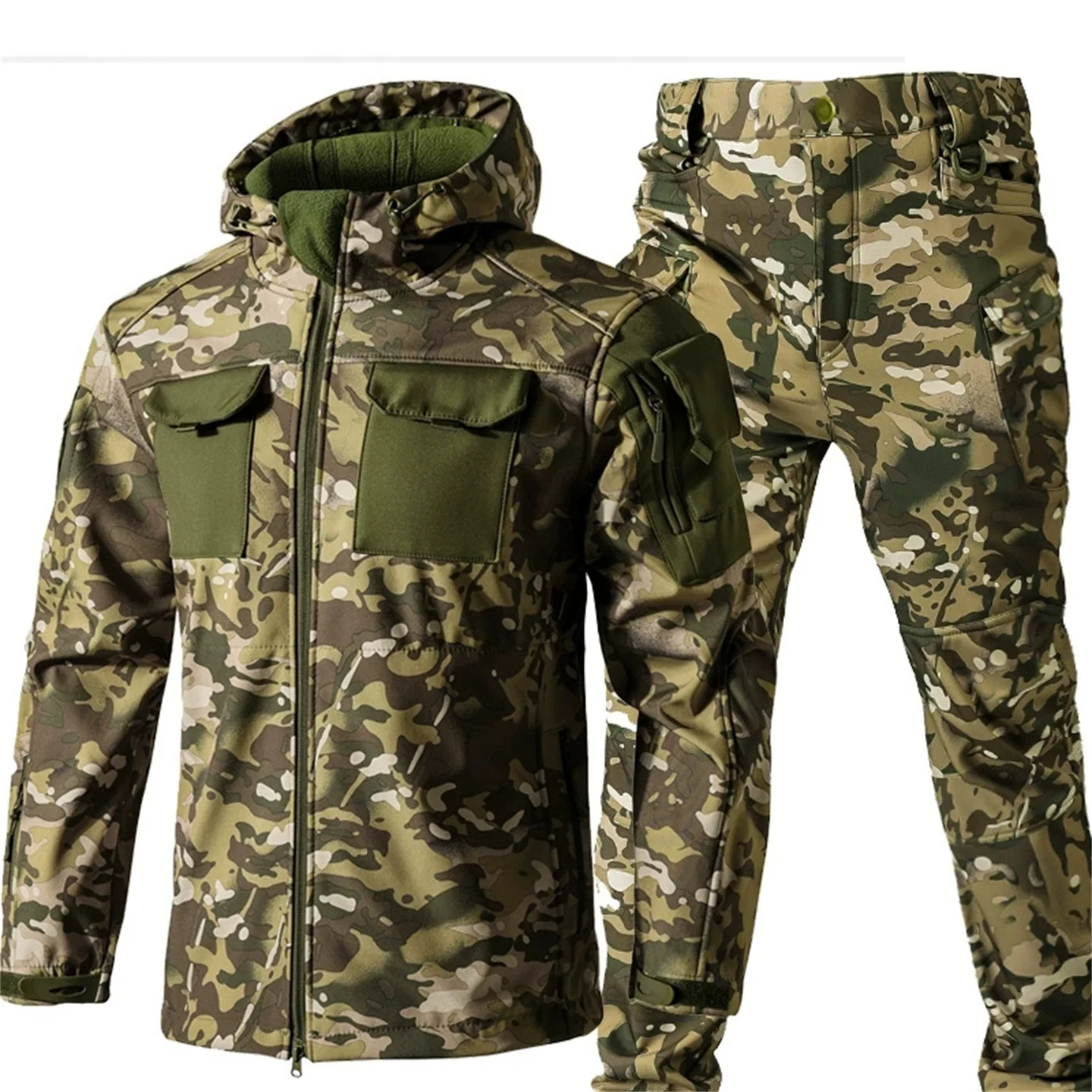

Winter Outdoor Thermal Soft Shell Jacket and Pants Camouflage Hunting Uniform Men Women's Windproof Waterproof Tactical Suit