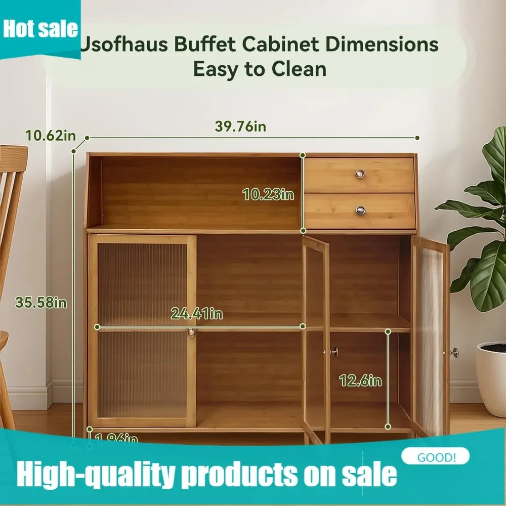 

BestsellerFirst to Own bamboo buffet cabinet with storage – mid century modern sideboard for dining room, kitchen coffee bar, fa