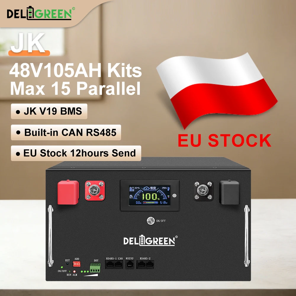 EU Stock 48V105AH Lifepo4 Battery Kits 16PCS EVE105AH Grade A+ Rechargeable Battery 4kWh  JK BMS CAN RS485 VAT Free