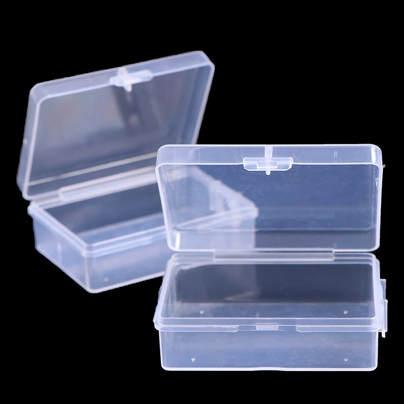 2pcs Transparent PP Plastic Packing Box Rectangular Empty Box Jewelry Accessories Mini Key Photo Family Storage Box