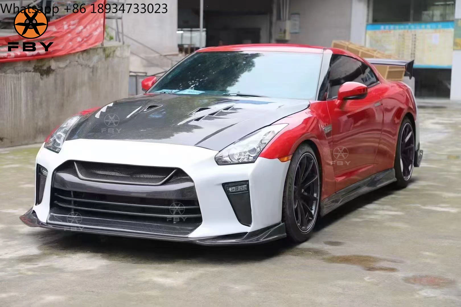 High Quality Half Carbon Fiber Front Bumper Rear Bumper Assembly Car Parts for Nissan GTR R35 Upgrade to Vari Body Kit