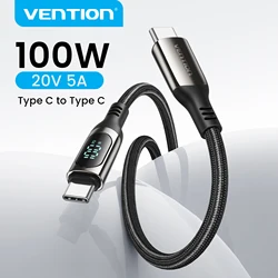Vention 100W USB C Cable USB C to Type C Fast Charging Cord Type-C Wire with LED for iphone 17 16 15 Pro Xiaomi 17 Samsung S24