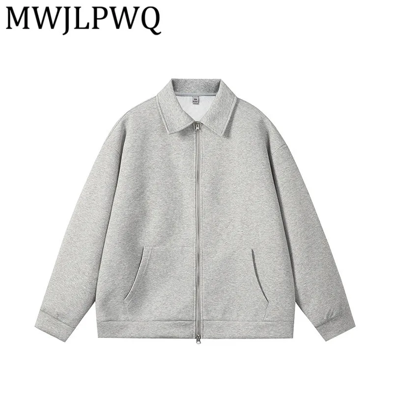 

MWJLPWQ 2025 осенняя новая мужская базовая куртка, американская мода, уличное простое свободное повседневное пальто с лацканами и длинными рукавами 21544