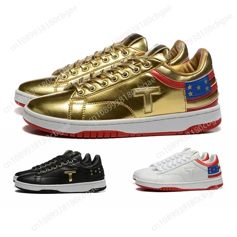 

2024 Trump Shoes MAGA NEVER SURRENDER Low Top White Black Gold Sneaker Gym Shoes Men's Women's Novelty Casual Shoe Big Size 47