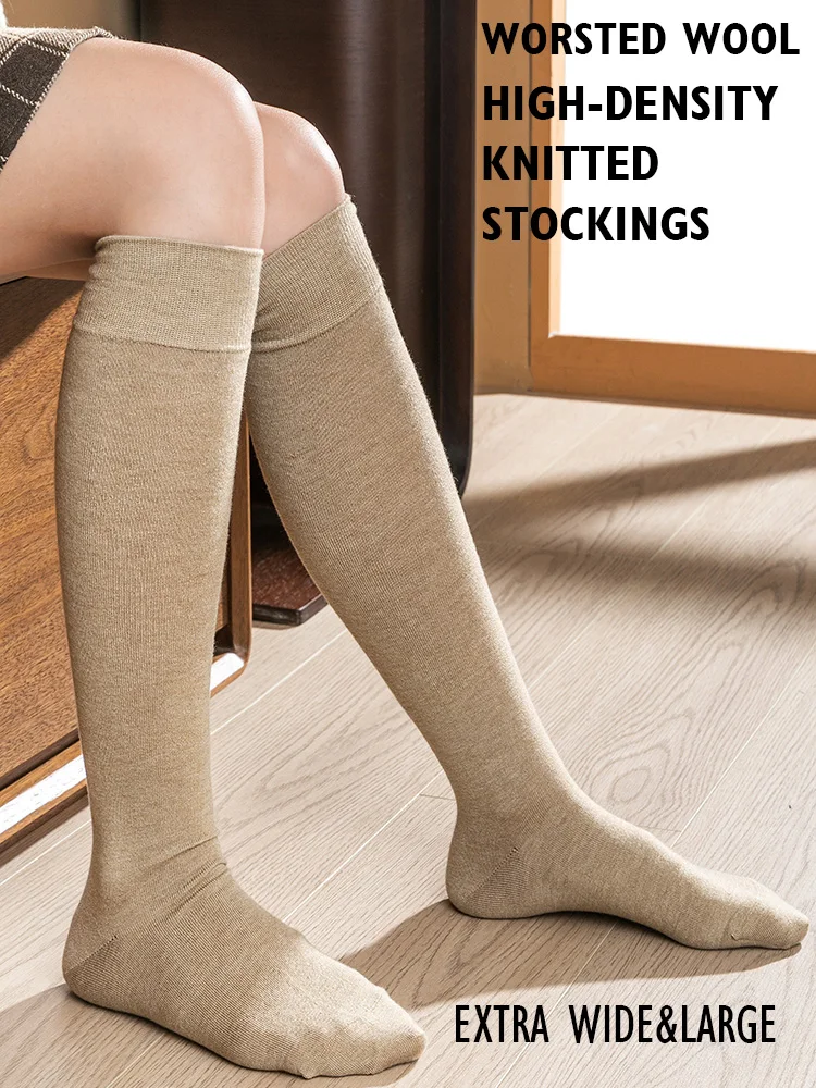 

Женские шерстяные чулки длиной до икры, вязаные длинные носки плюс зимние теплые мягкие повседневные тонкие пряжи, высокие мягкие рождественские подарки, 1 пара