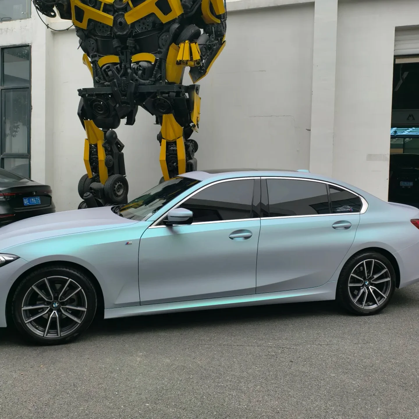PET Car Wrap Film, Ultra Matte Peak Blue Green, Air Bubble Free Self Adhesive Car Body Color Change Vinyl