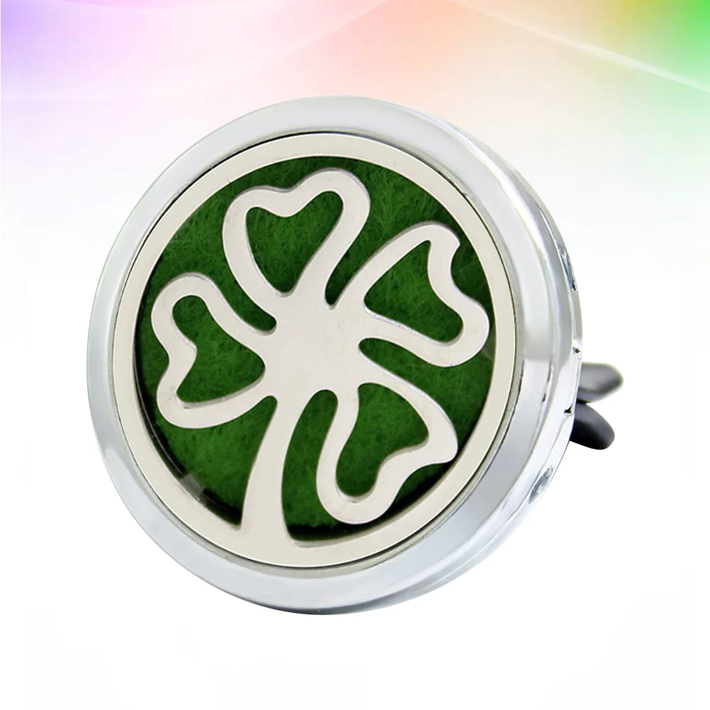 Four Leaf Grass Clip Style Car Perfume Base Round Aromatherapy Solid Perfume Diffuser Auto Vehicle Decoration Festive Gift