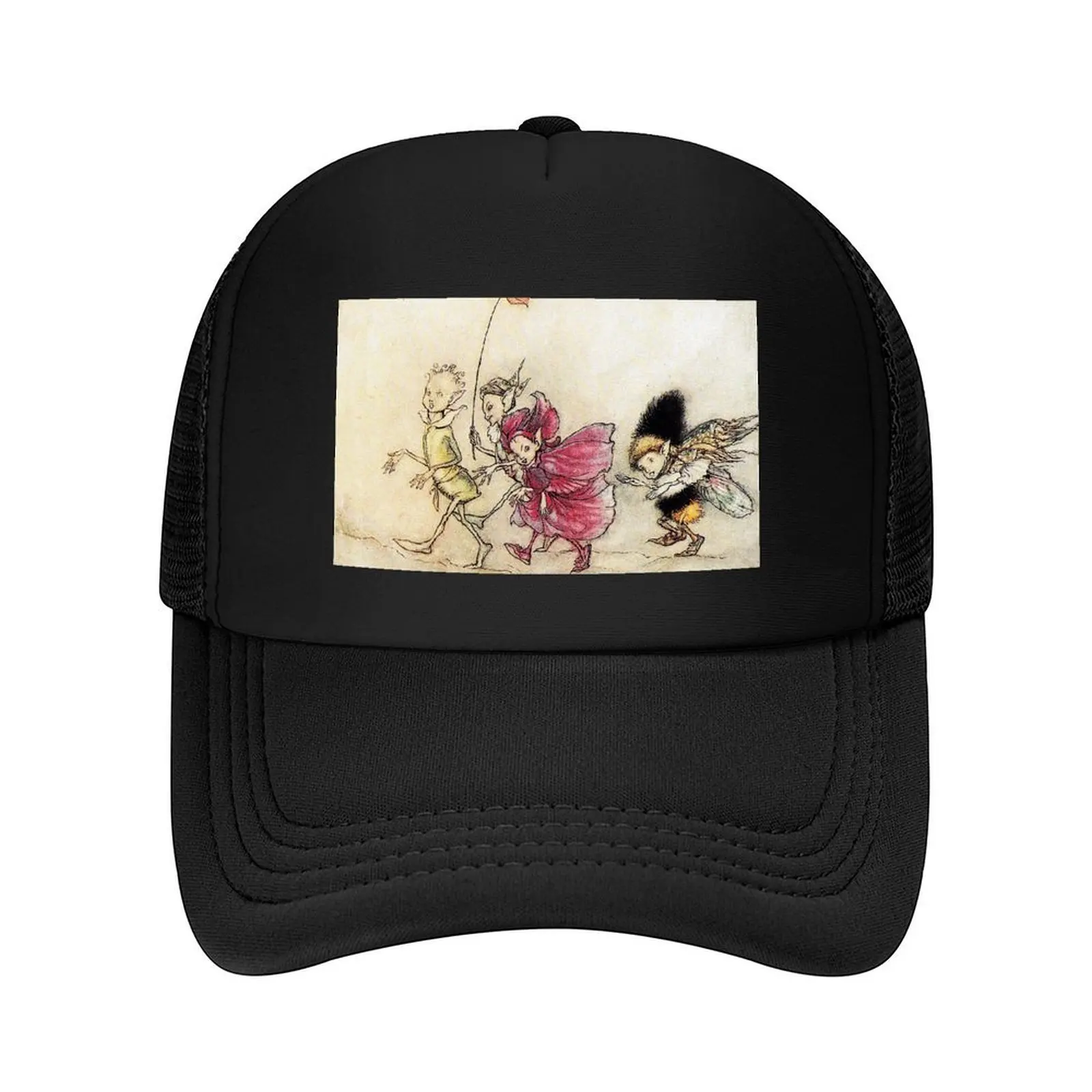 

Peaseblossom, Cobweb, Moth and Mustardseed - A Midsummer Night's Dream, Arthur Rackham Baseball Cap Beach Women's Beach Men's