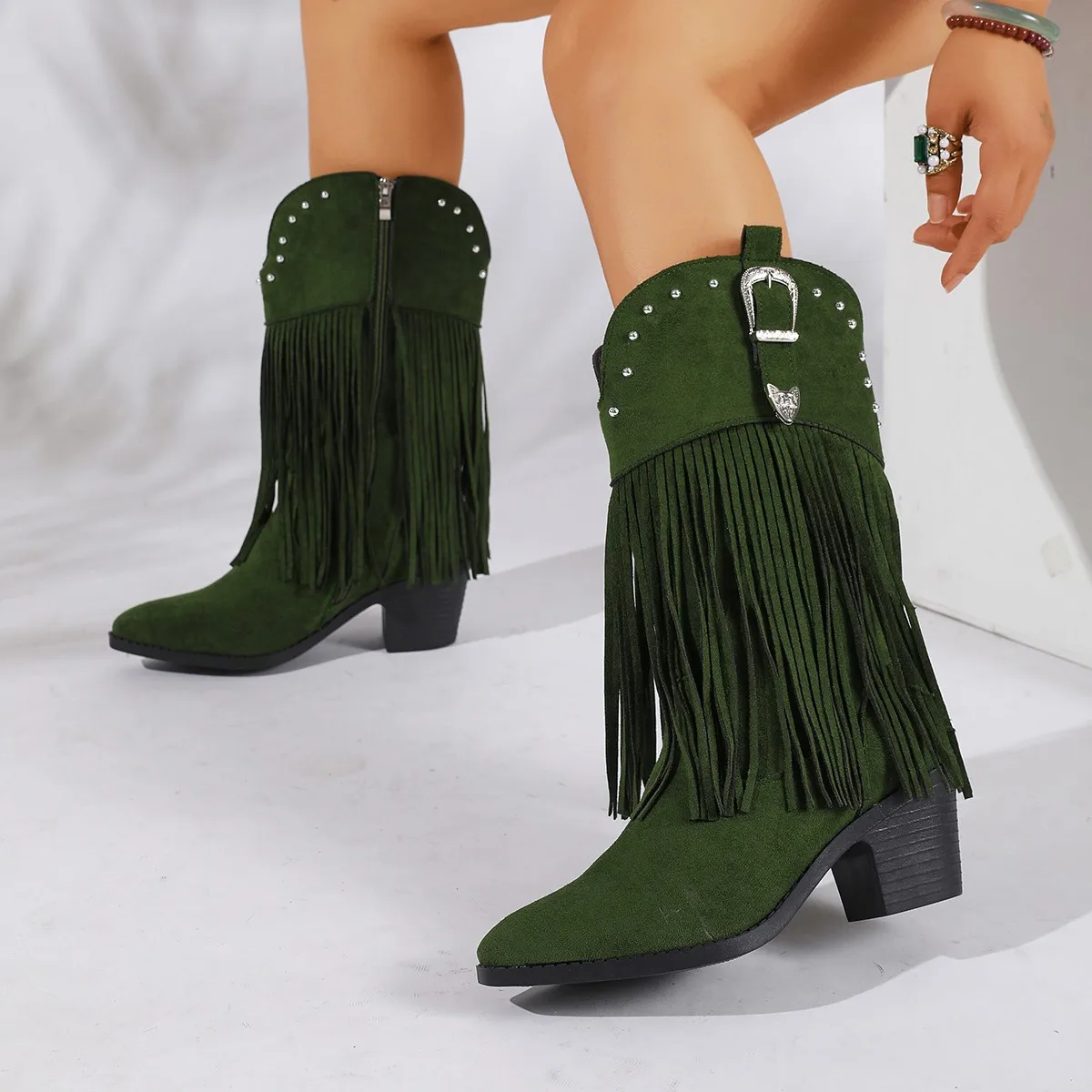 Fashionable Tassel High-heeled Boots,Available in Multiple Colors,Versatile and Slimming,A Must-have for Fall and Winter Outfits