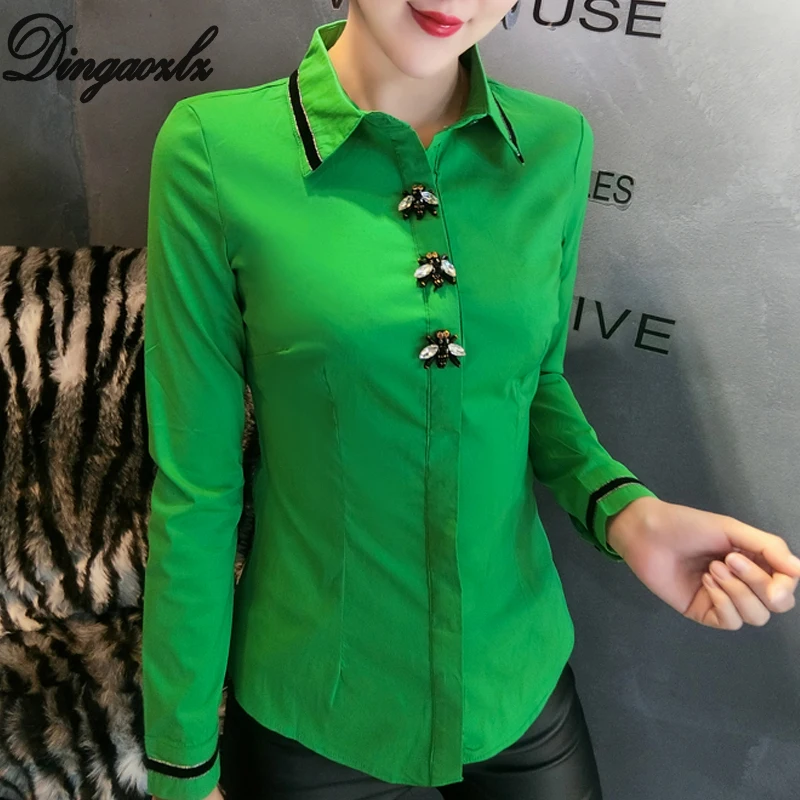 New Spring 2023 Women clothes blusa feminina Slim Turn-collar Korean Lady Tops Office lady White blouse shirt