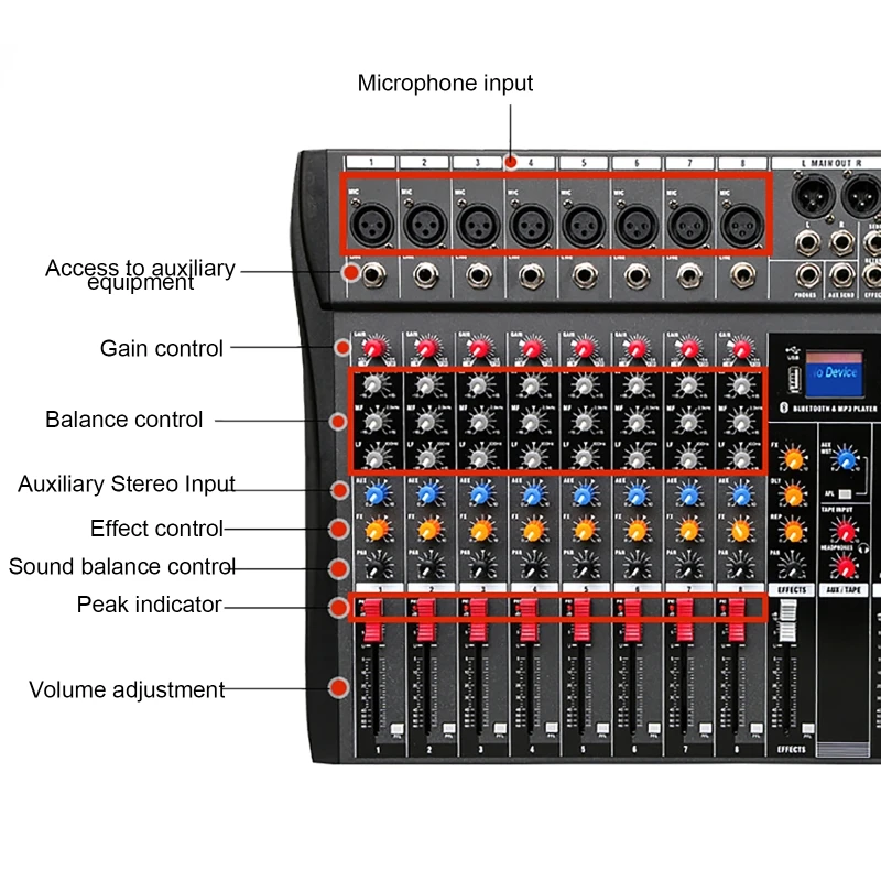 Audio Mixer Sound Mixing Table Card Professional Pc Digital Consoles Interface Console Pro Equipment 8 Channel Dj Controller