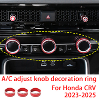 3pcs AC Control Knob Decoration Ring Trim Cover Car Stickers For Honda Civic CRV 2021-2025 Interior Accessories Modify