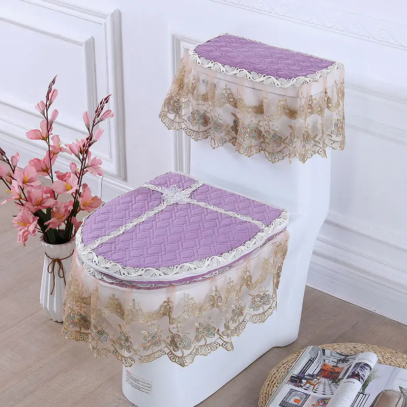 Four Season Universal Double-sided Toilet Cover 3-piece Set Bathroom Decor High Face Valuel Toilet Seat Mat Zip Home Toilet Ring