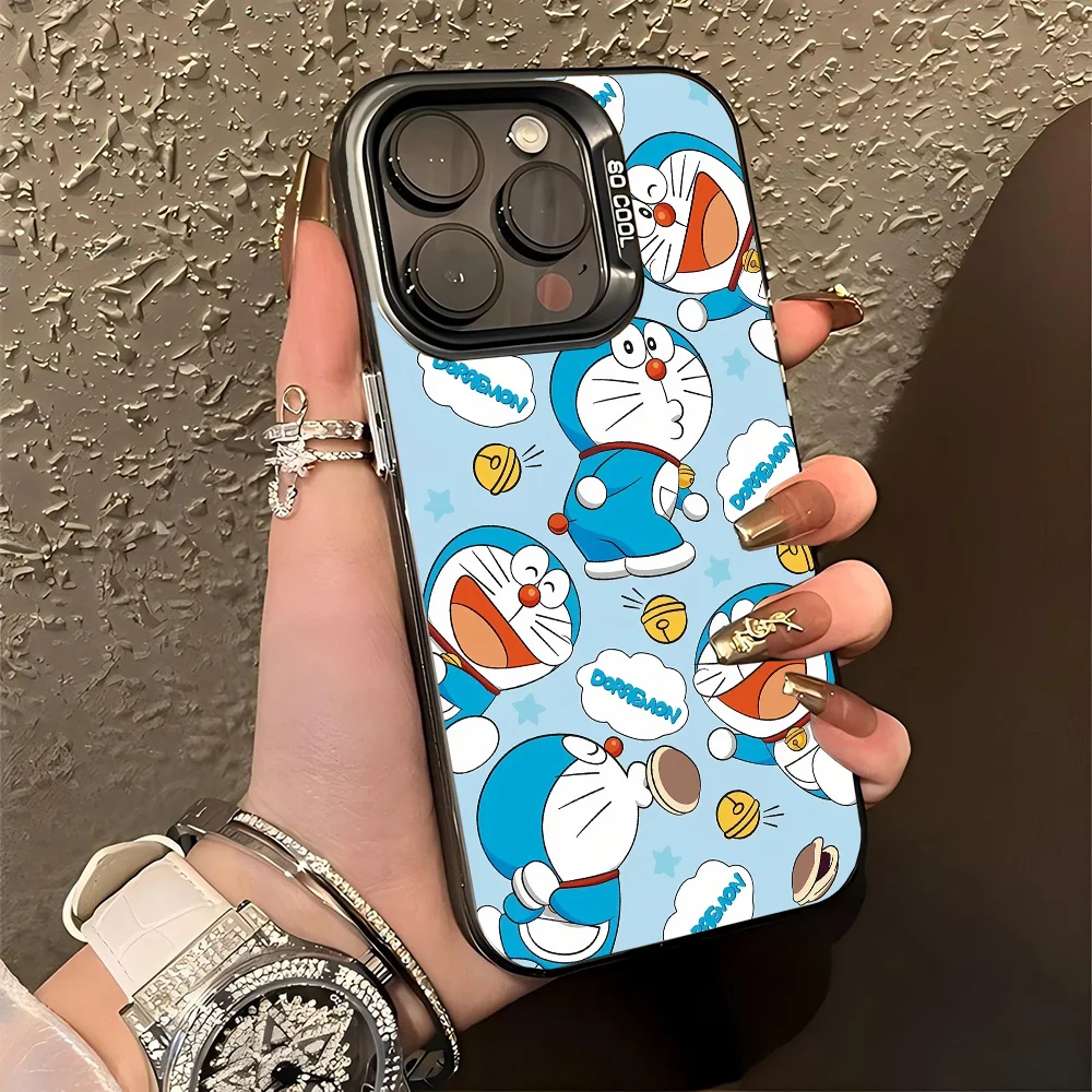 Cartoon Doraemon Phone Case IMD Color Silver Shell For IPhone 16 15 14 13 12 11 Pro Max Plus