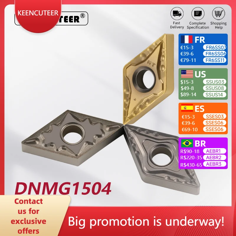 

DNMG150404 DNMG150408 DNMG150404-MT KT6020 Carbide Insert for Cermet MDJNR/L External Turning Tool Blade Lathe Parts CNC Cutter