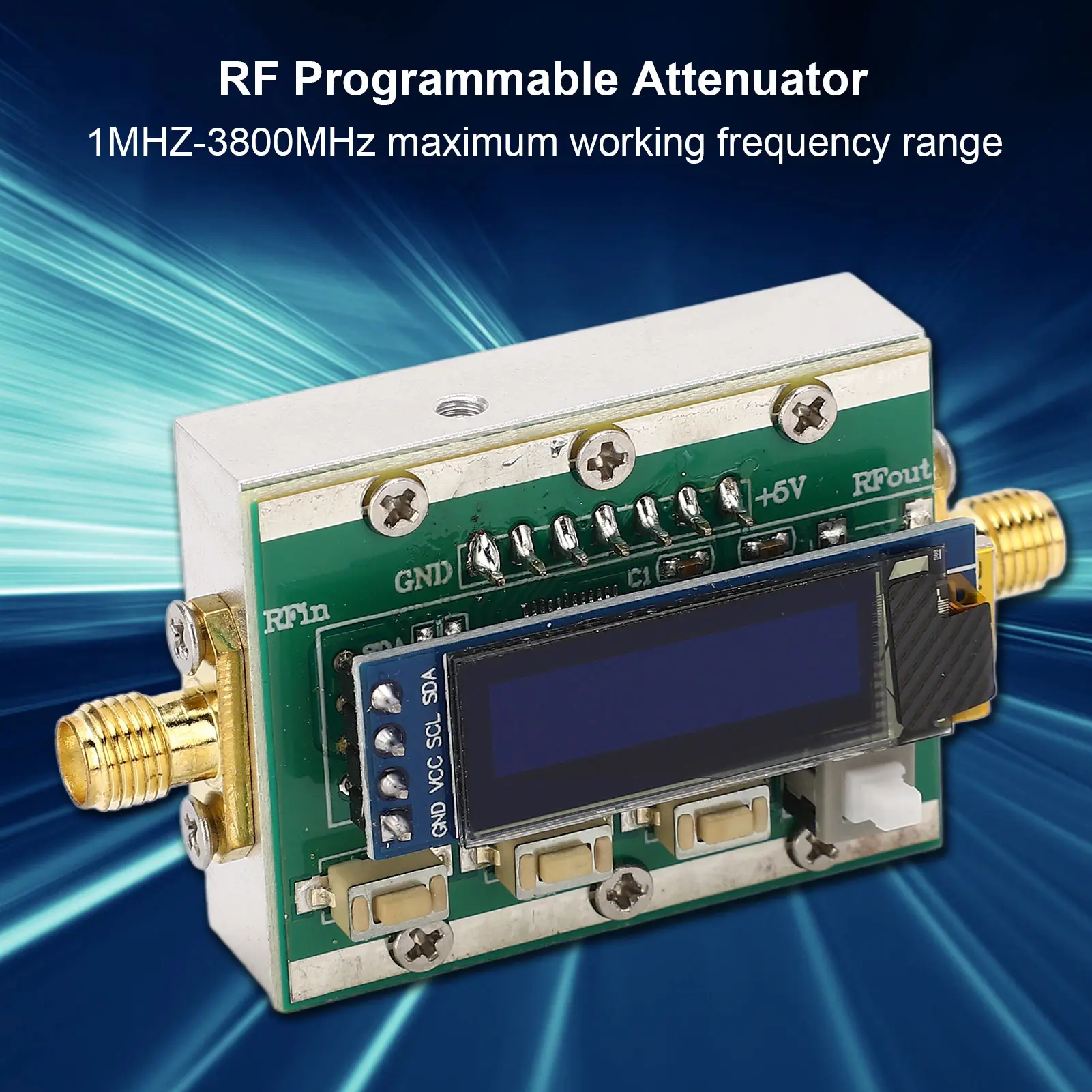 Atténuateur numérique programmable RF, 1-3800MHz, Technologie numérique, 0-31dB, Réglable, 1dB, Rétrécissement, Contrôlable, 5V