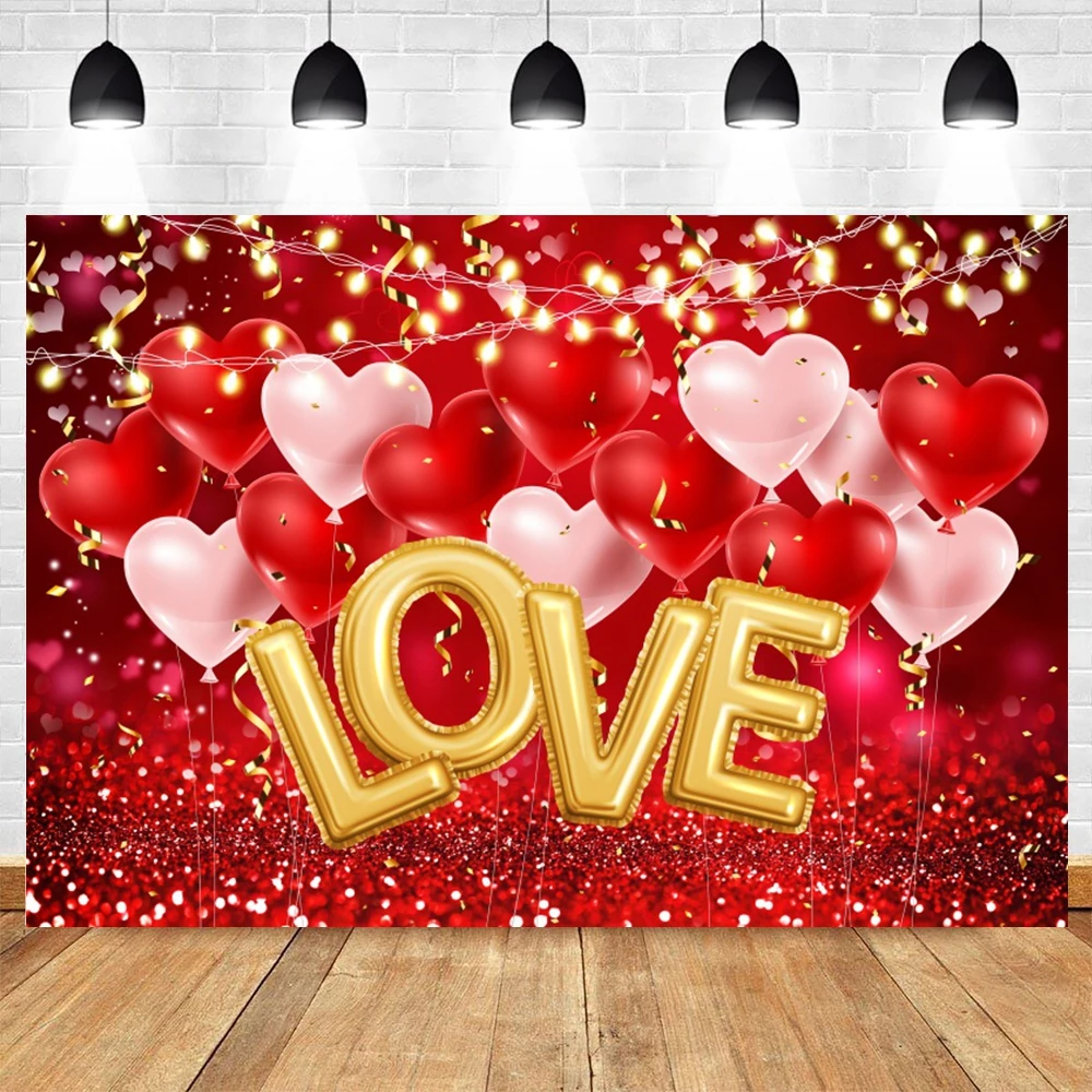 Valentine\'s Day Photography Backdrop Rose Flower Love Heart Lights Bridal Shower Wedding Anniversary Birthday Party Background