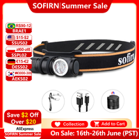 Sofirn HS10 USB C Rechargeable Mini 16340 Headlamp 1100lm LH351D 90CRI Angle Flashlight TIR Optics with Magnet Tail 2 Groups