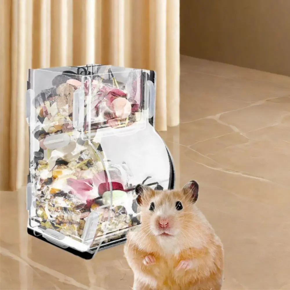 

Acrylic Automatic Hamster Food Feeder Large Capacity Transparent Hamster Feeding Box Anti Turnover Small Pets Food Feeding Bowl