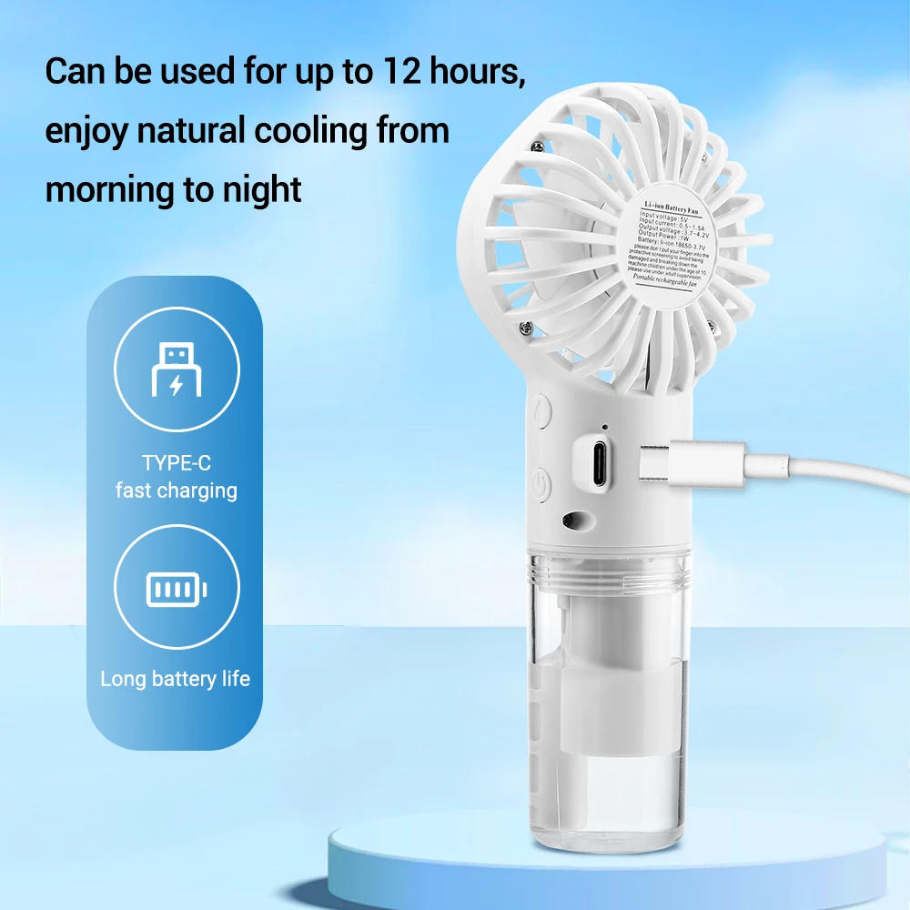 Water Spray Mist Fan Portable Handheld Mini Fan For Room Outdoor Camping Air Cooler Fan Face Hydration Device Humidifier