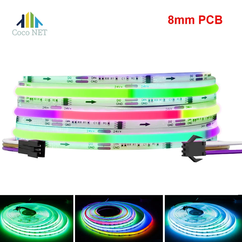 WS2811 Addressable COB LED Light Strip DC24V WS2812B 720Leds/m High Density Flexible Dream Color 8mm FCOB COB Lights Tape