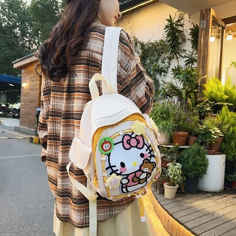 サンリオハローキティバックパックハート耐性汚れ学生バックパックシンプルな多用途サイズケイト猫バックパック女の子クリスマスギフト