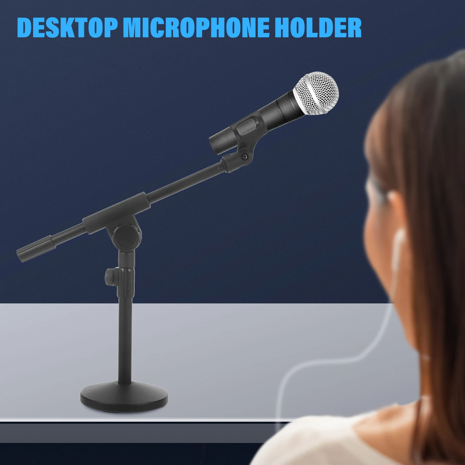 

Portable Microphone Stand Adjustable Arm Round Base Ideal for Amateur Podcasters Microphone Support Mic Stand Mic Holder