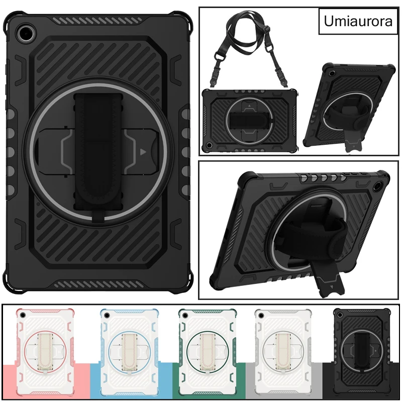 

For Samsung Tab A8 A9 8.7" SM-X110 A11+ Plus SM-X230 X210 X130 X200 360 Rotation Hand Strap Stand Tablet Case Shockproof Funda