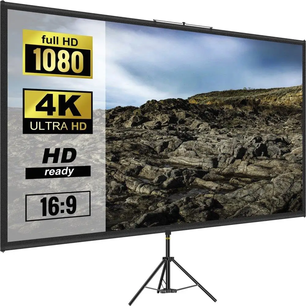 

80 Inch 16 9 4K HD for projector Screen Wrinkle Free Adjustable Height Portable Outdoor Indoor Home Cinema Gaming Office Screen