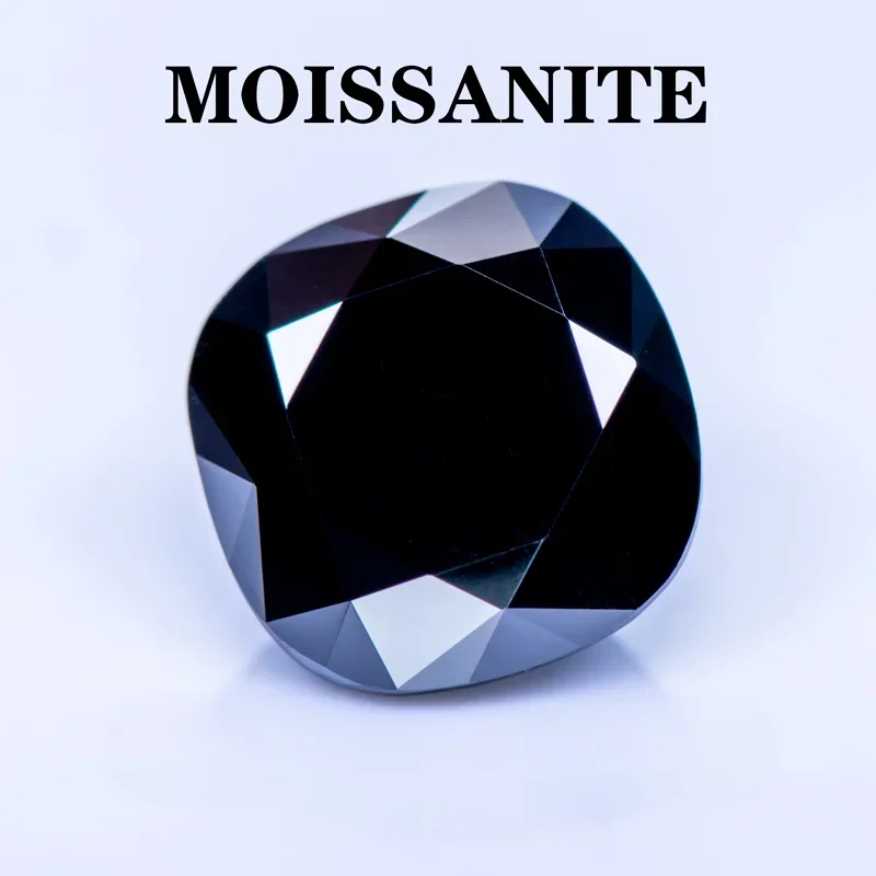 

Moissanite Stone Natural Black Color Cushion Cut Charms Gemstone DIY Ring Necklace Earrings Main Materials with Certificate