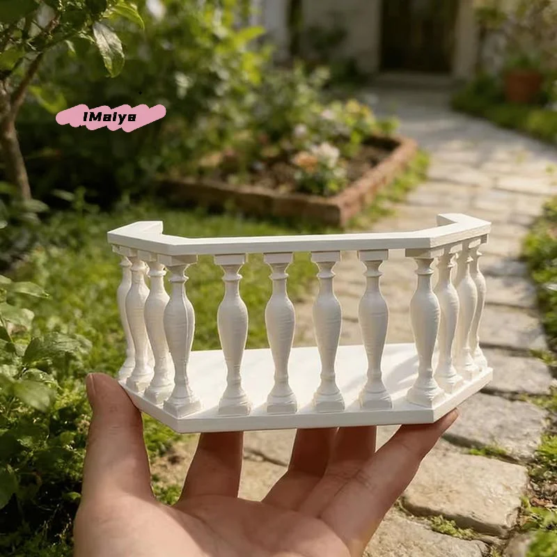 M-Miniature Dollhouse Balcony With Railing European Balcony Suitable For Collectors, Miniature Scenes, DIY Dollhouse Accessories