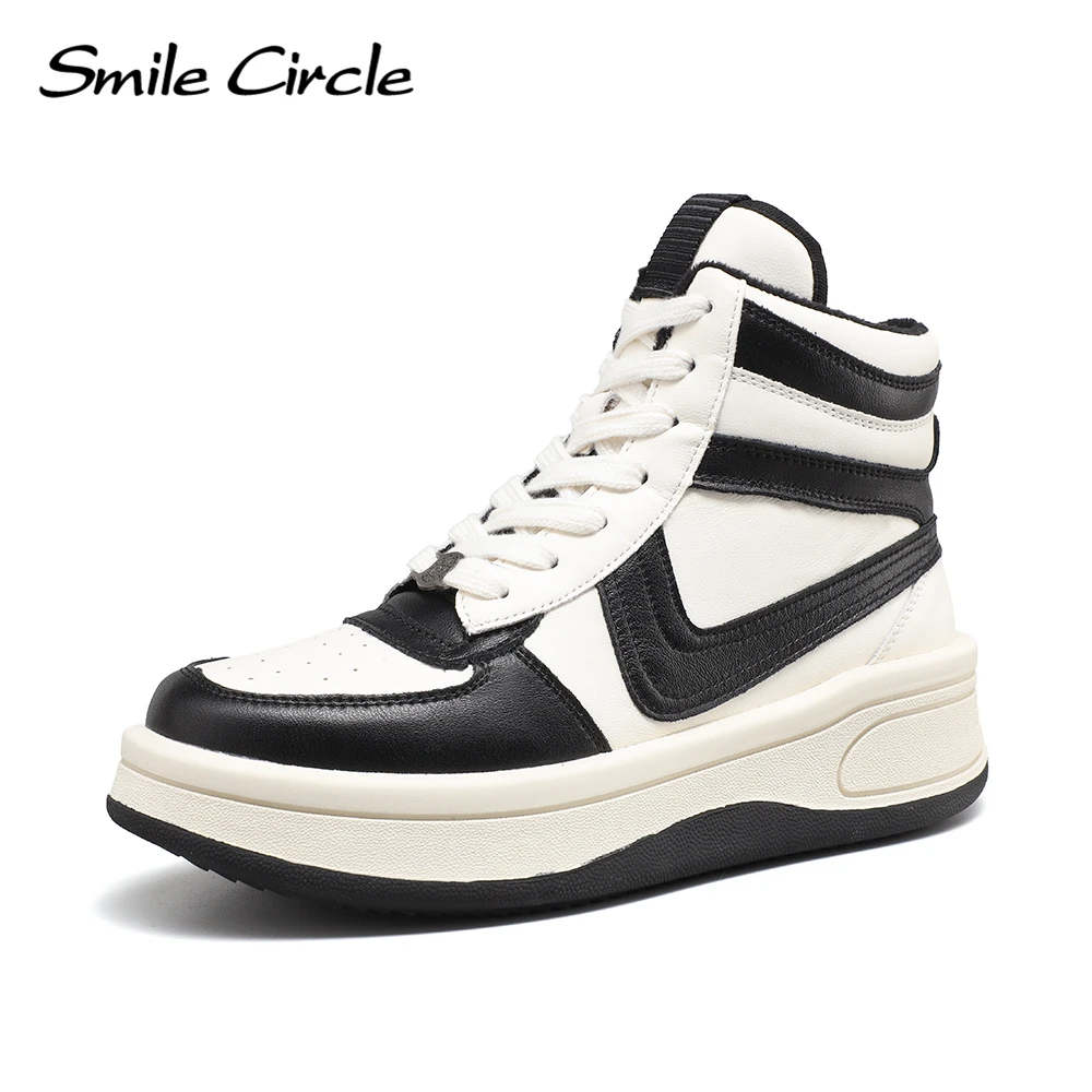 Smile Circle High Top Sneakers Women Winter owens Punk Style Flats Platform Sneakers Warm Plush Women Boots