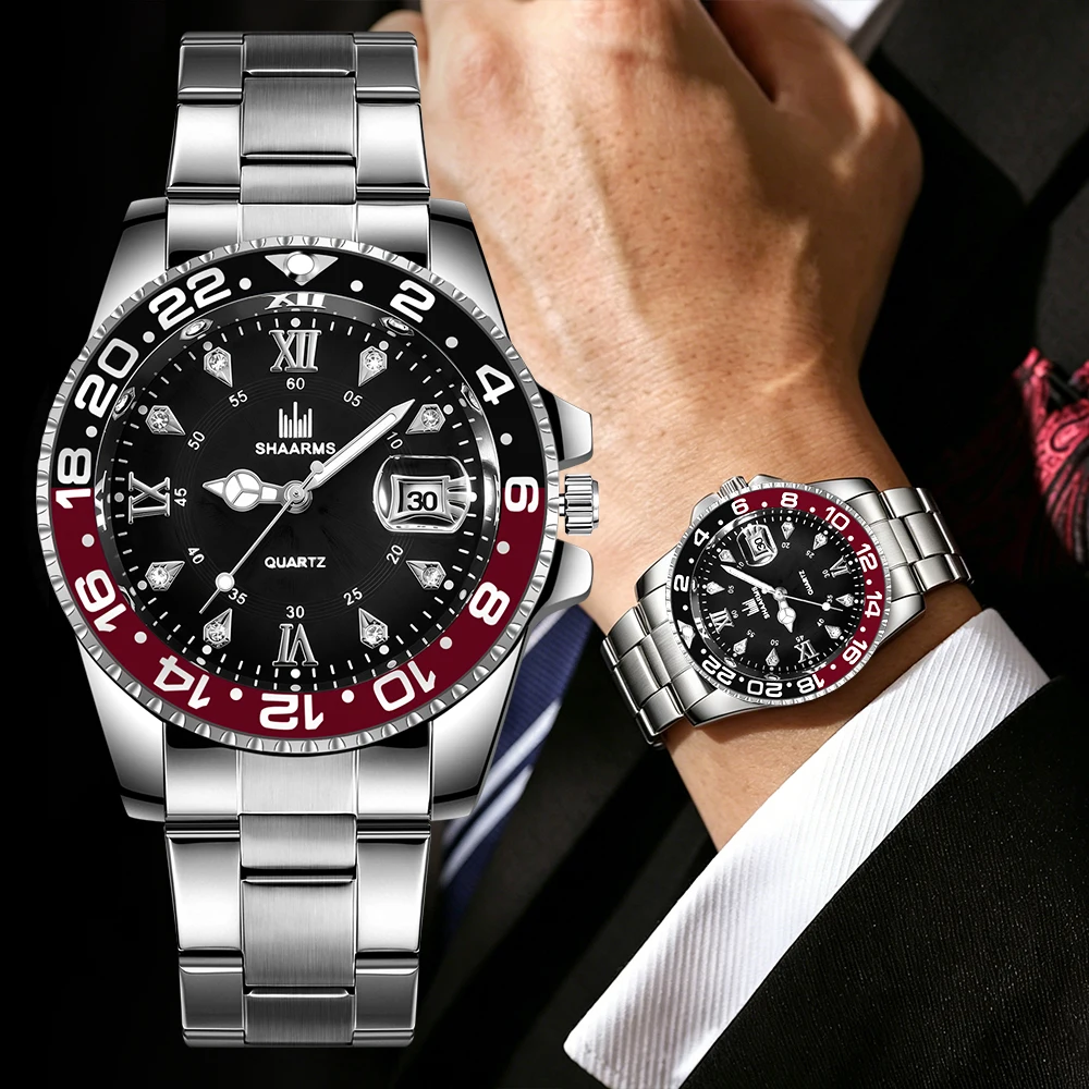 1pc casual and fashionable men's round dial quartz watch combination, suitable for daily wear