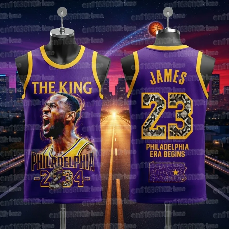 James Ink Style Basketball 2026 New American Basketball Shirt Home/Away Family Style Fan T-shirt 3D Printed Pattern Tank Top