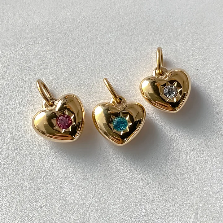 1Pcs 6 Colorfast Heart Pendant DIY Material Accessories December Birthstone Heart Earrings Pendant