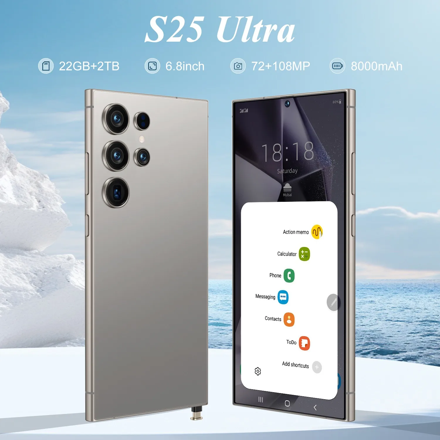 S25 Ultra smartphone 5G 6.8-inch Android cellphone 108MP HD camera 8000mAh battery Dual SIM discount Global Version mobile phone