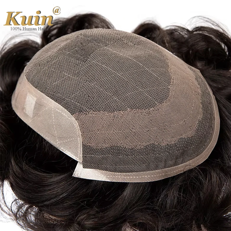 Lace Pu Men Toupee Indian Human Hair Wig Breathable French Full Lace Wig For Men Invisible Capillary Prosthesis Hair Replacement