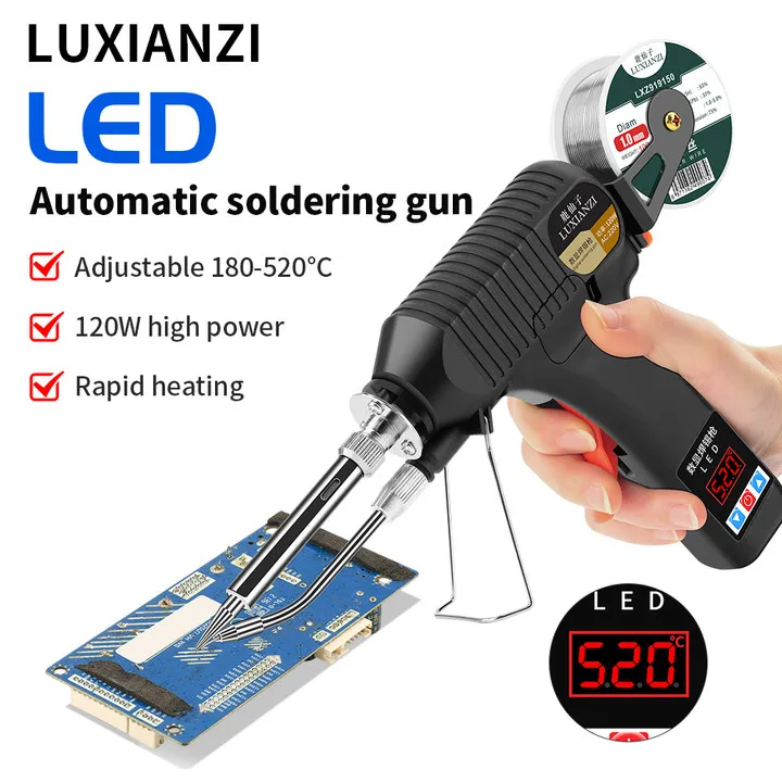 

LUXIANZI Professional Soldering Iron Gun Digital Display Electric welder Tools 80/120W Automatic Send Tin Welding Station Solder