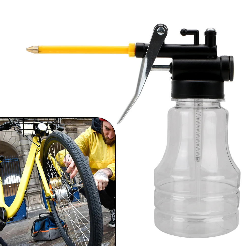 Transparent 250ML Oil Pump Cans Clear Oil Can Hand Tools Lubricator High Pressure Oiler Grease Flex Gun