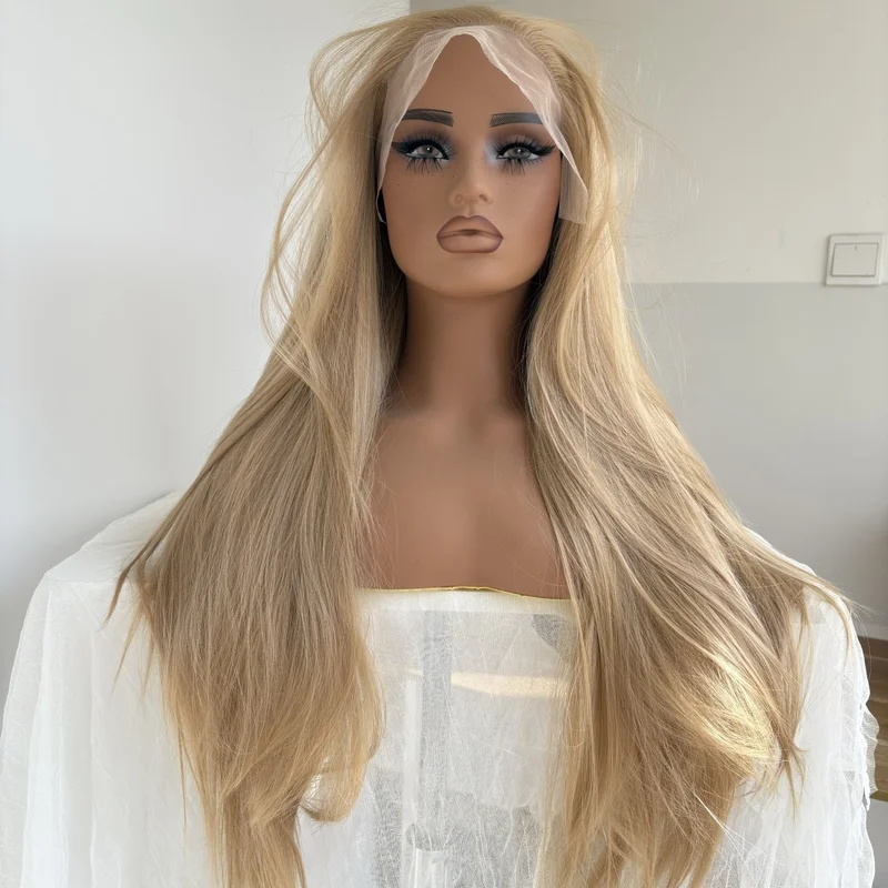 Layered Lace Front Wigs Synthetic Hair Heat Resistant Blonde Long Straight