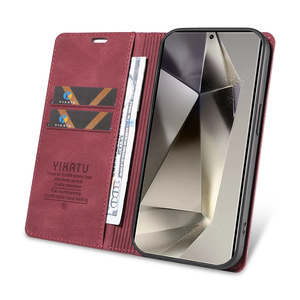 Magnetische Leder-Geldbörsen-Flip-Cover für Samsung Galaxy S25 S24 S23 S22 S21 S20 S10 S9 S8 S7 FE Plus Pro Ultra Edge | Premium-Gehäuse – Detail 2